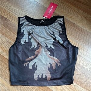 SHEIN Black and Tan Flame Tank Top
